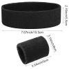 ASTER 6Pieces Black Sweatband Set, Sports Headband Wristband Set, Including 2Pcs Sports Headband and 4Pcs Sweat Wristband, Moisture Wicking Absorbing Black Sweat Band for Men and Women view 4