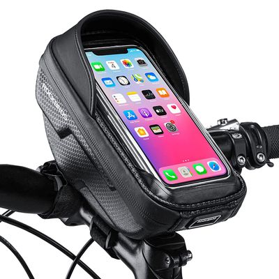 ROCKBROS Bike Phone Mount Bag Bike Front Frame Handlebar Bag Waterproof Bike Phone Holder Case Bicycle Accessories Pouch Sensitive Touch Screen Compatible with iPhone Below 6.5"