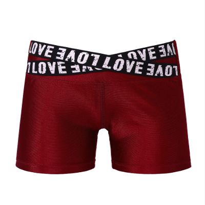 Hansber Kids Girls Boycut Shorts Solid Color Sports/Dance/Gymnastics Athletic Bottoms Summer Hot Pants Letter Burgundy 8
