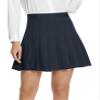 EXCHIC Women's High Waist Pleated Skater School Tennis Skirts (XL, Navy Blue) view 1
