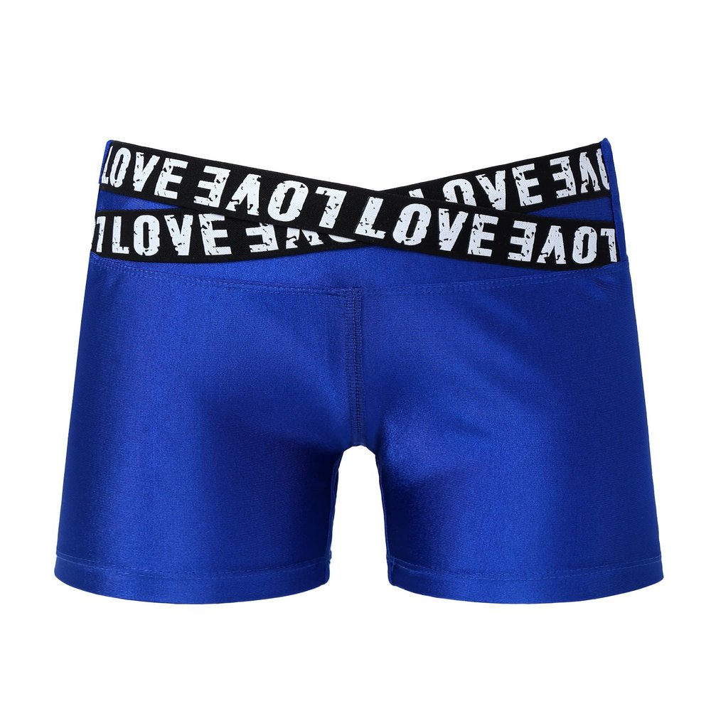 Hansber Kids Girls Boycut Shorts Solid Color Sports/Dance/Gymnastics Athletic Bottoms Summer Hot Pants Royal Blue 4