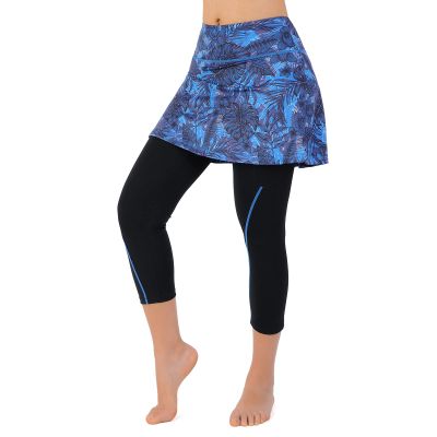 ANIVIVO Yoga Leggings with Skirts for Women,Skirted Leggings for Tennis Women Golf Clothes with Pockets(Blue,M)