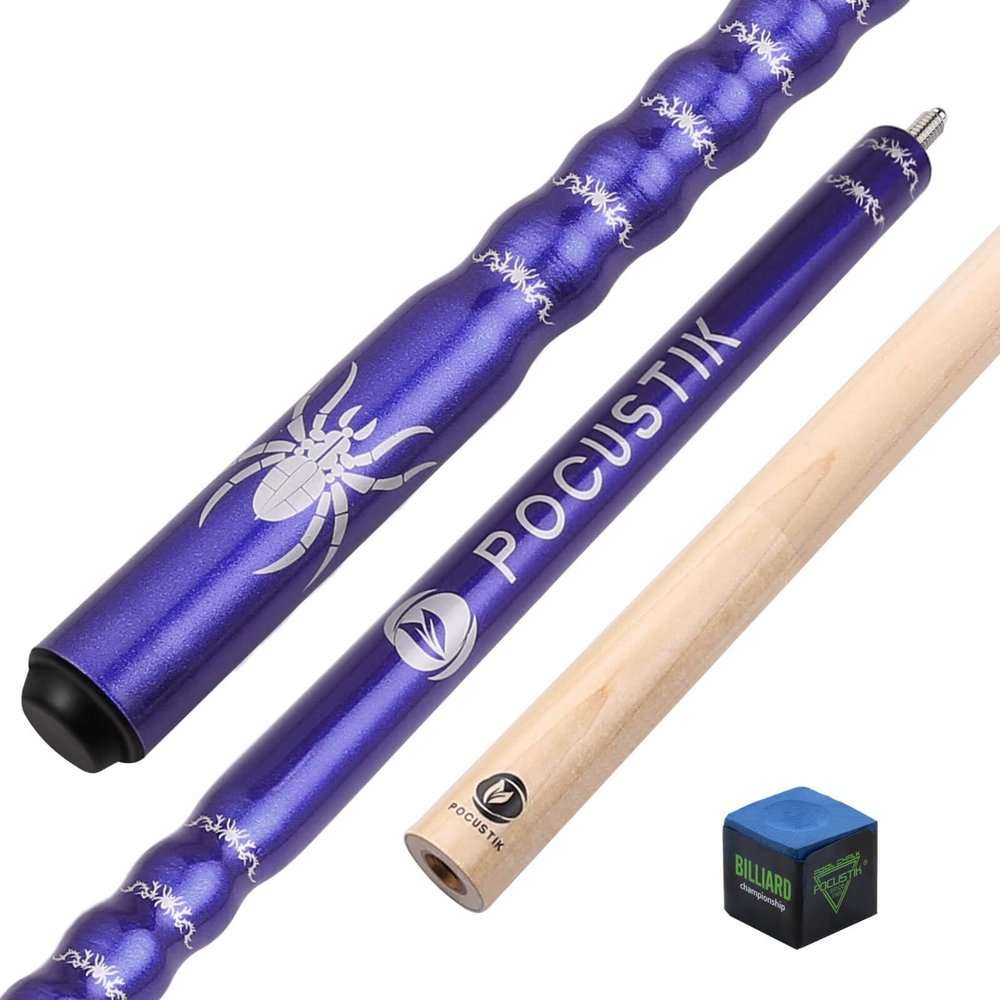 POCUSTIK Pool Cue, 58" 2-Piece Pool Stick for AdultsErgonomic Canadian Maple Billiard Table Cues with 13mm Tip, House Bar Billiard Sticks for Men Women - Purple,18 Oz