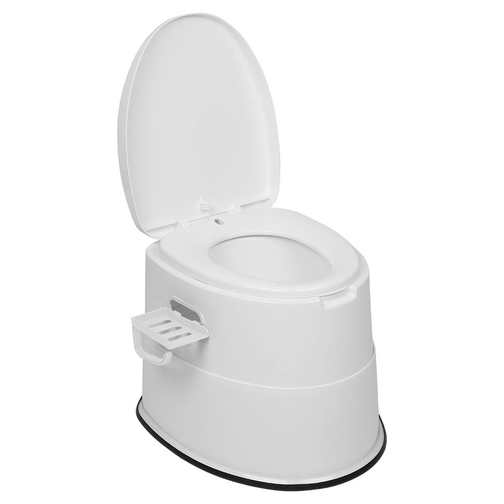 WEI WEI GLOBAL Portable Travel Toilet, Adult RV Potty w/Non-Slip Mat, Paper Holder & Detachable Inner Bucket, for Camping, Boating, Hiking, Tripping, White