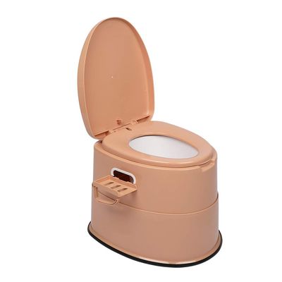 WEI WEI GLOBAL Portable Travel Toilet, Adult RV Potty w/Non-Slip Mat, Paper Holder & Detachable Inner Bucket, for Camping, Boating, Hiking, Tripping, Brown