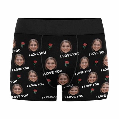 COLORSFORU Custom Underwear for Men Personalized Face Boxers Briefs Photo on Underpants roseXXXXXL