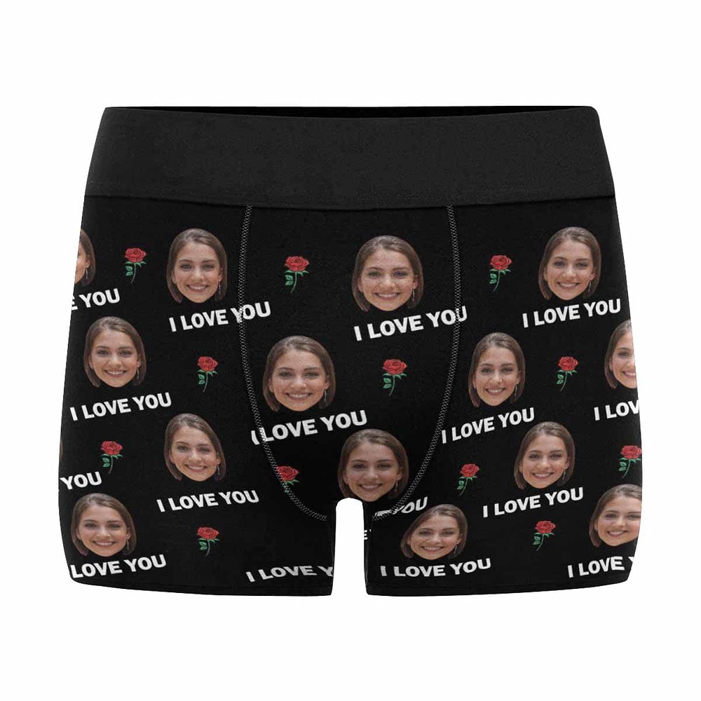 COLORSFORU Custom Underwear for Men Personalized Face Boxers Briefs Photo on Underpants roseXXXXXL