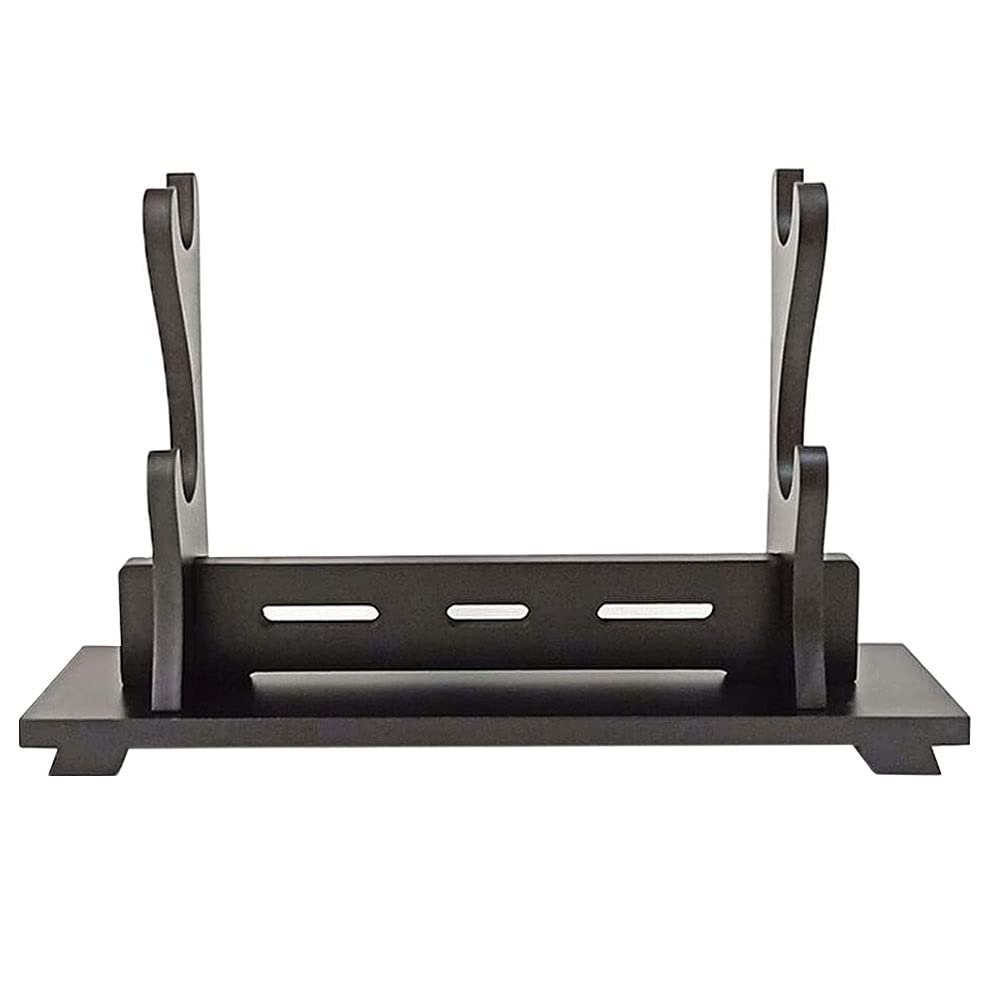 Songying Ancient Chinese Rhyme Style Display Hanger - Wooden Samurai Sword Katana Stand, Black (2-Layer)