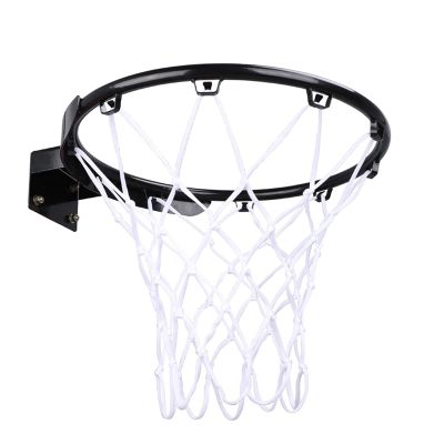 Basketball Rim Indoor and Outdoor Wall-Mounted Basketball Hoop, 39cm Steel Suspension Board Basketball Board (Color : Black)