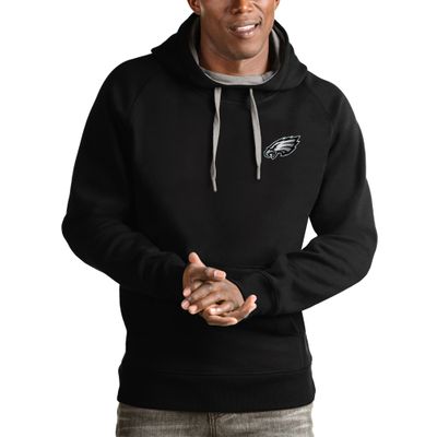 Antigua Men's Black Philadelphia Eagles Logo Victory Pullover Hoodie