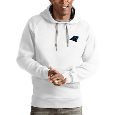 Antigua Men's White Carolina Panthers Logo Victory Pullover Hoodie