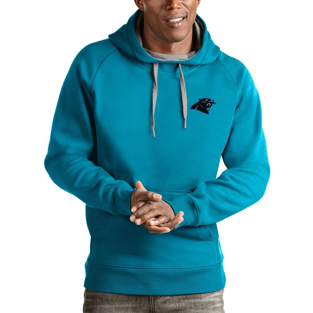 Antigua Men's Blue Carolina Panthers Logo Victory Pullover Hoodie
