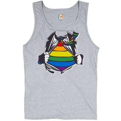 Gay Superhero Parody Tank Top Lesbian Bi Transgender Pride Rainbow Men's Top Grey Medium