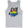 Gay Superhero Parody Tank Top Lesbian Bi Transgender Pride Rainbow Men's Top Grey Medium view 1
