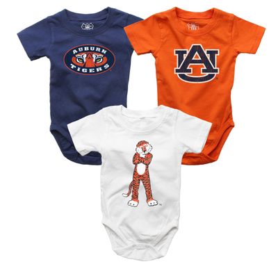 Wes and Willy Baby College Team 3 Pack of Cotton Rompers(Auburn, 6 Month)