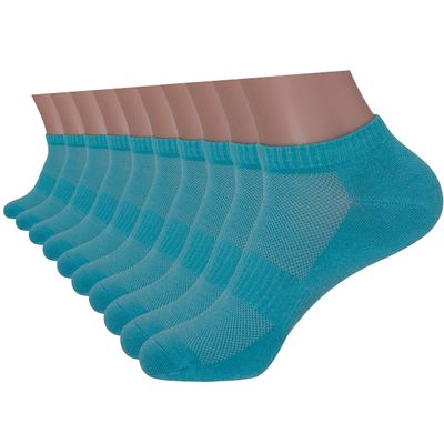 10-Pairs Women's Blue Low Cut Socks, Cotton & Pearl-Fiber Ankle Socks, Breathable, Moisture-Wicking, Soft, Decrease Odor Sock