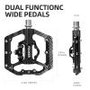 FOOKER MTB Mountain Bike Pedals 3 Bearing Flat Platform Compatible with Dual Function Sealed Clipless Aluminum 9/16" Pedals with Cleats for Road view 2