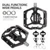 FOOKER MTB Mountain Bike Pedals 3 Bearing Flat Platform Compatible with Dual Function Sealed Clipless Aluminum 9/16" Pedals with Cleats for Road view 3