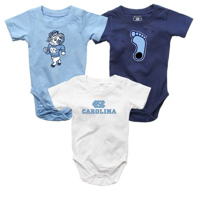Wes and Willy Baby College Team 3 Pack of Cotton Rompers(North Carolina Tar Heels, 6 Month)