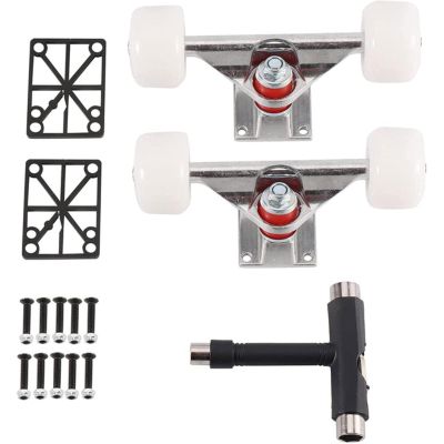 FEBRONG Skateboard Accessories 29pcs Kit Surf Skateboard Trucks Longboard Truck Fish Board Longboard Steering Bracket T Type Wrench-White