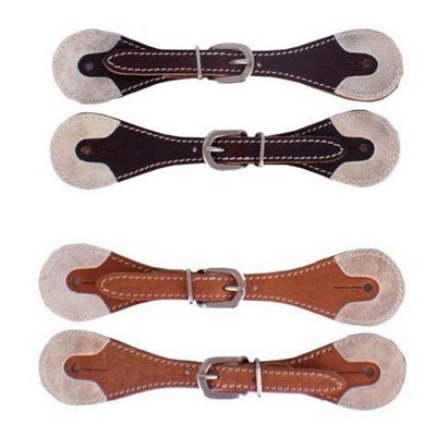 Showman Youth Argentina Cow Leather Spur Straps w/Rawhide Overlay Ends (Burgundy)