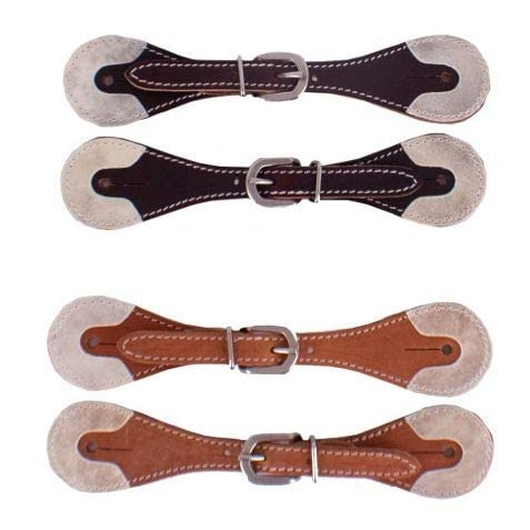 Showman Youth Argentina Cow Leather Spur Straps w/Rawhide Overlay Ends (Burgundy)