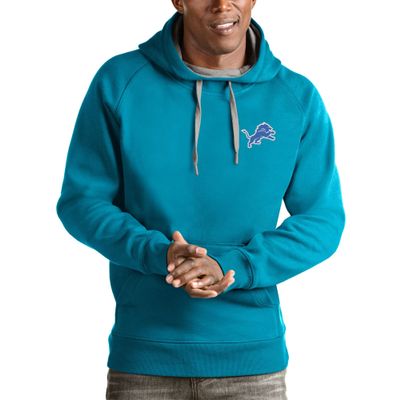 Antigua Men's Blue Detroit Lions Logo Victory Pullover Hoodie