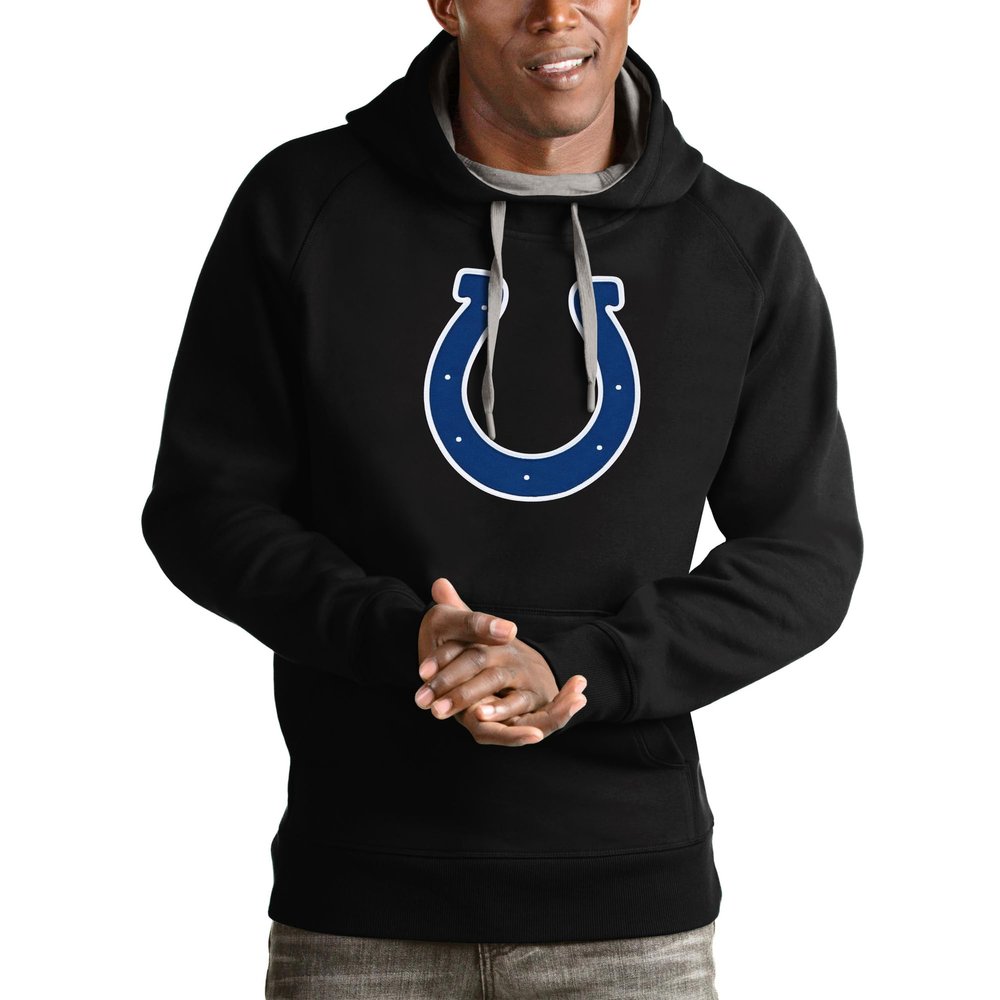 Antigua Men's Black Indianapolis Colts Victory Pullover Hoodie