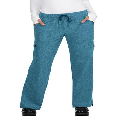 KOI Basics Women's Holly Scrub Pants (Heather Caribbean Blue, 3X-Large Petite)