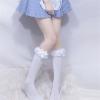 Mfacl Thigh High Socks Womens Knee High Socks - Maid Lolita Socks Knee High Cosplay Costumes Accessories Cute Kwaii Girl Long Socks Lady White Knee Socks (Color : White, Size : One Size) view 1