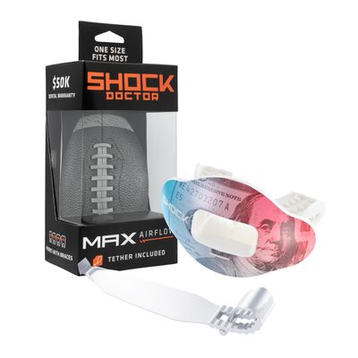 Shock Doctor Lip Guard, Adult and Youth Mouth Guard Football with Strap, Breathable Wide Opening Football Mouthpiece for Youth and Adults OSFA, Shock Doctor Mouth Guards, Max Airflow