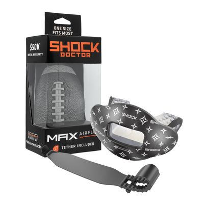 Shock Doctor Lip Guard, Adult and Youth Mouth Guard Football with Strap, Breathable Wide Opening Football Mouthpiece for Youth and Adults OSFA, Shock Doctor Mouth Guards, Max Airflow