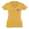 0072. Vintage American Flag United States Graphic USA 4th of July Memorial Military Patriotic Style for Women V Neck Fitted T Shirt (Gold X Small) view 2