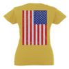 0072. Vintage American Flag United States Graphic USA 4th of July Memorial Military Patriotic Style for Women V Neck Fitted T Shirt (Gold X Small) view 3