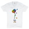 Love is Love V-Neck T-Shirt Rainbow Flower LGBT Acceptance Gay Pride Tee White Small view 1