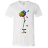 Love is Love V-Neck T-Shirt Rainbow Flower LGBT Acceptance Gay Pride Tee White Small view 2