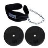Ader Nylon Padded Fitness Dip Belt w/Chain + 20lb Regular Weight Plates view 1