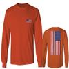 0072. Vintage American Flag United States Graphic USA 4th of July Memorial Military Patriotic Style Men's Long Sleeve t Shirt (Orange 2X Large) view 1