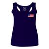 0072. Vintage American Flag United States Graphic USA 4th of July Memorial Military Patriotic Style Women's Tank Top Racerback (Navy Blue, X Small) view 1