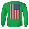0072. Vintage American Flag United States Graphic USA 4th of July Memorial Military Patriotic Style Men's Long Sleeve t Shirt (Irish Green 2X Large) view 3