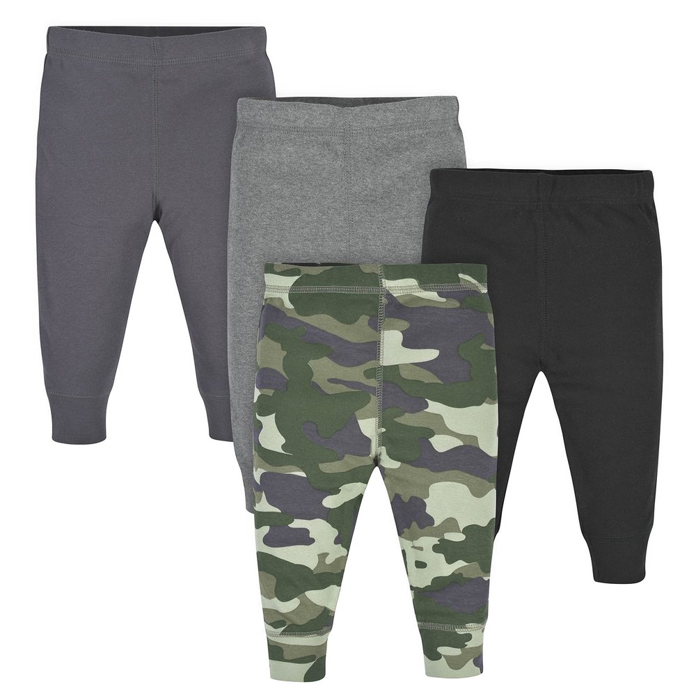 Gerber Baby Boys 4-Pack Sweatpants, Camo/Gray, Newborn US
