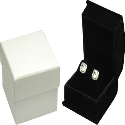 Black Color Luxury Velvet Multiple Use Earring Necklace Pendant Jewelry Gift Box for Wedding, Birthday, Valentine' Day, Mother's Day, Christmas...Comes with an Extra Individual White Packer Box Size