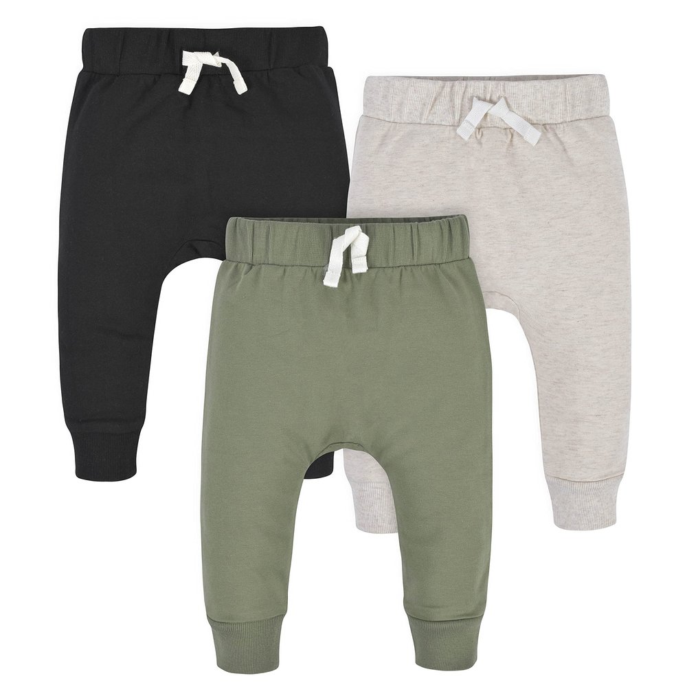 Gerber Baby Boys Toddler 3-Pack Jogger Sweatpants, Green/Black, 5T US