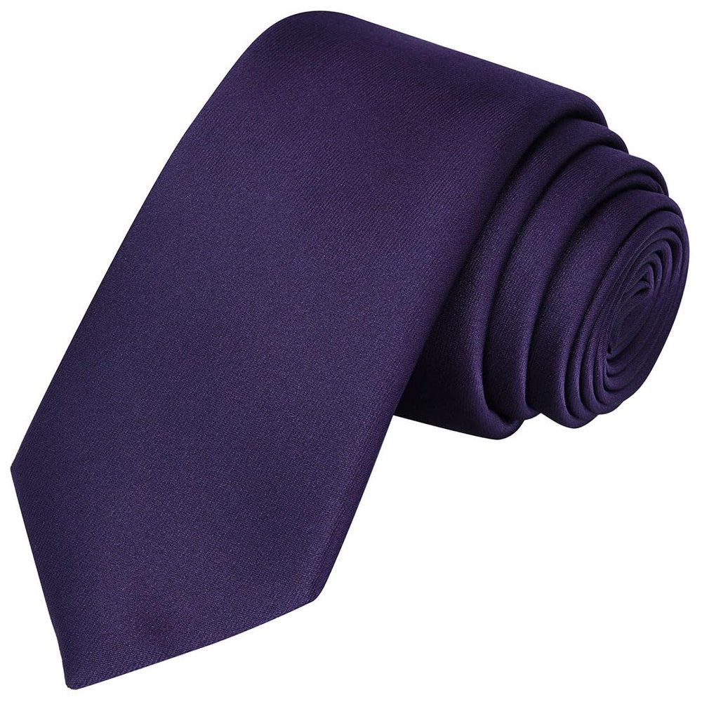 KissTies Boys Tie Royal Purple Satin Solid Necktie Teens Ties + Gift Box