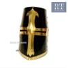 Medieval Knight Black Crusader Armour Helmet Design Brass view 2
