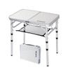 YUFIFAIRY Small Folding Camping Table, 2ft Portable Table with 3 Adjustable Heights, Aluminum Lightweight Foldable Picnic Table with Mesh Layer and Extension Legs for RV, BBQ and Indoor (Silver) view 1