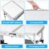 YUFIFAIRY Small Folding Camping Table, 2ft Portable Table with 3 Adjustable Heights, Aluminum Lightweight Foldable Picnic Table with Mesh Layer and Extension Legs for RV, BBQ and Indoor (Silver) view 4