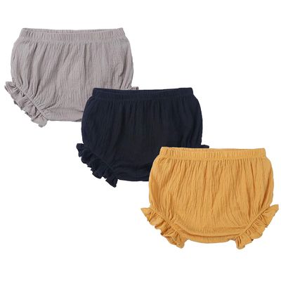 Unisex Baby Girls Boys 3 Pack Shorts Cotton Linen Blend Ruffle Bloomer Cute Loose Harem PP Shorts Pants Outfit