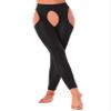 Agoky Women's High Waist Gym Leggings Tights Hollow Compression Workout Yoga Pants Black One Size view 2