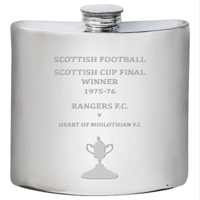 I LUV LTD 6oz Hip Flask for Glasgow RANGERS FC 1975-76 Scottish Cup Final Winner Football Soccer Memorabilia Mens Birthday Personalised Pewter Gifts